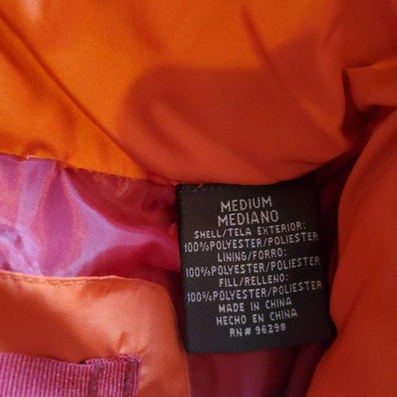 St Johns Bay Orange Puffer Vest Jacket Size MEDIUM Back to the Future Zipper / S - Picture 5 of 8